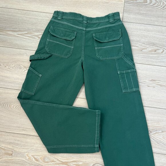 🌷Garage- Dani Carpenter pants / Straight Cargo Denim Jeans Bright Green … - Picture 2 of 15